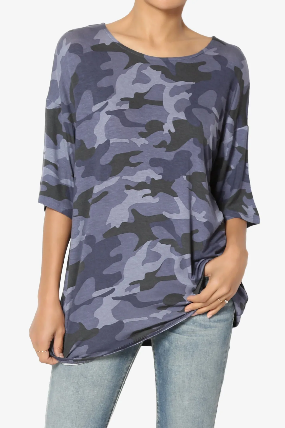 Fritzie Camo Print Jersey Top