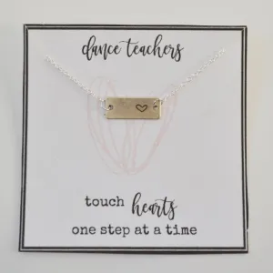Gift for Dance Teacher,  Teacher Appreciation Gift, Dance Teacher Gift, Bar Necklace, Heart Necklace, Gifts for Her, Teacher Thank You Gift