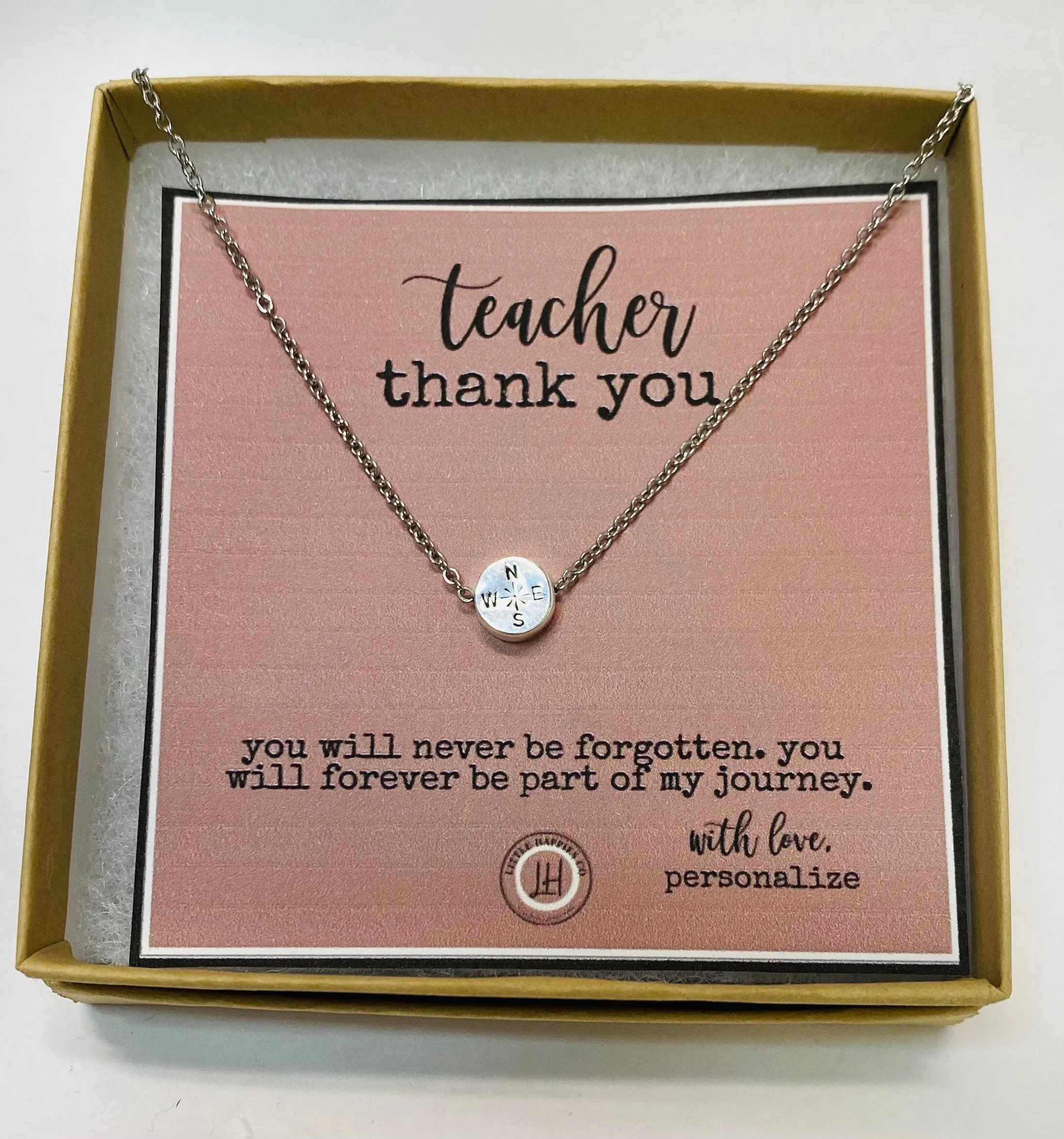 Gift for teacher, Teacher gift, Teacher appreication gift, gift from student, inexpensive teacher gift, compass necklace, teacher gifts