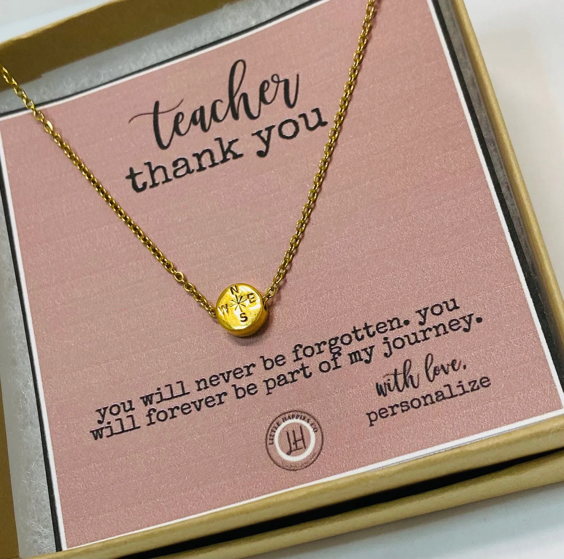 Gift for teacher, Teacher gift, Teacher appreication gift, gift from student, inexpensive teacher gift, compass necklace, teacher gifts