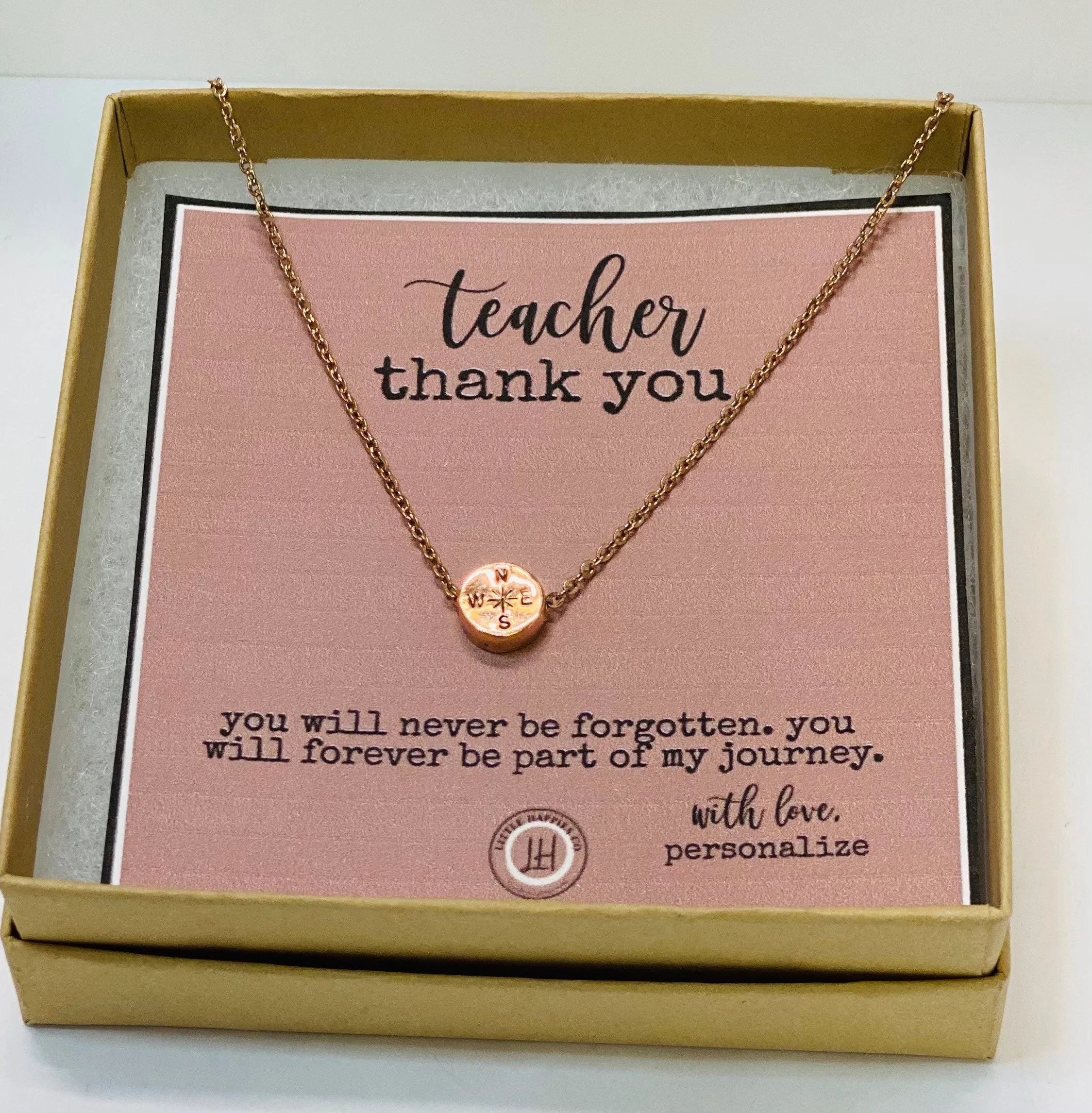 Gift for teacher, Teacher gift, Teacher appreication gift, gift from student, inexpensive teacher gift, compass necklace, teacher gifts