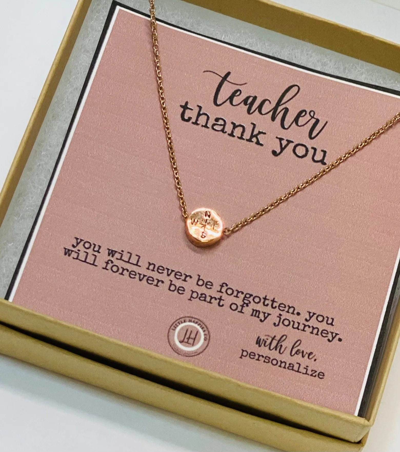Gift for teacher, Teacher gift, Teacher appreication gift, gift from student, inexpensive teacher gift, compass necklace, teacher gifts