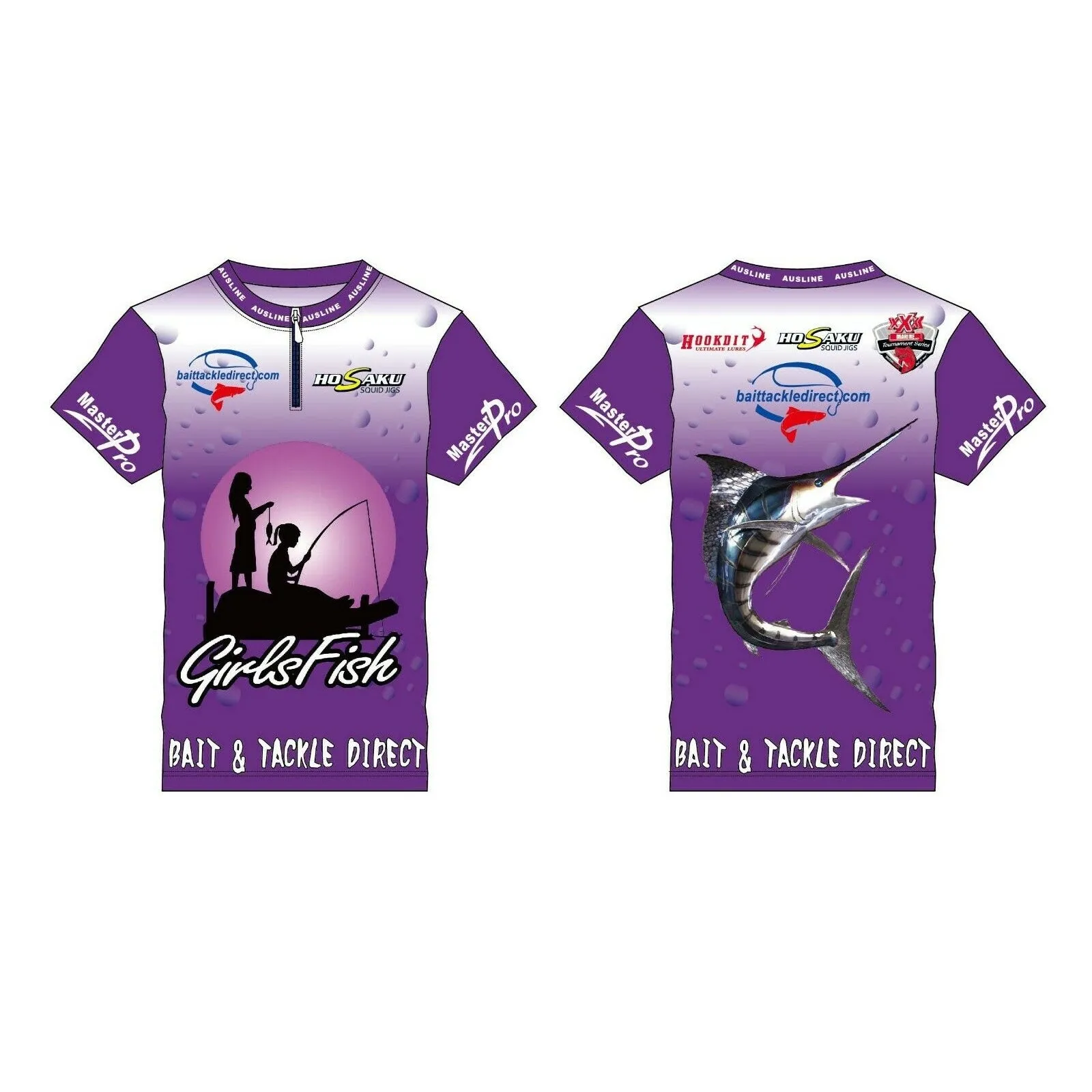 Girls Short Sleeve Tournament Fishing Shirts Purple Colour Fishing Tackle
