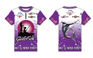 Girls Short Sleeve Tournament Fishing Shirts Purple Colour Fishing Tackle