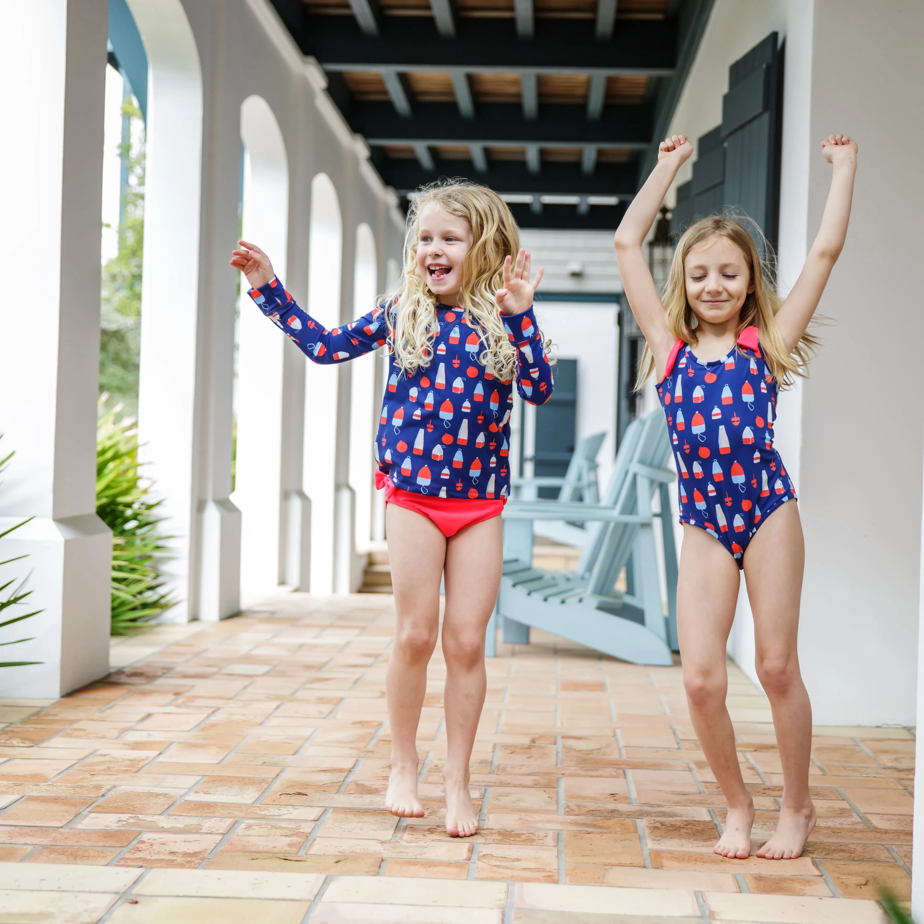 Girl’s Tie-Shoulder One-Piece Swimsuit Buoys