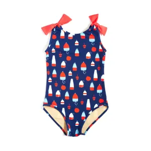 Girl’s Tie-Shoulder One-Piece Swimsuit Buoys