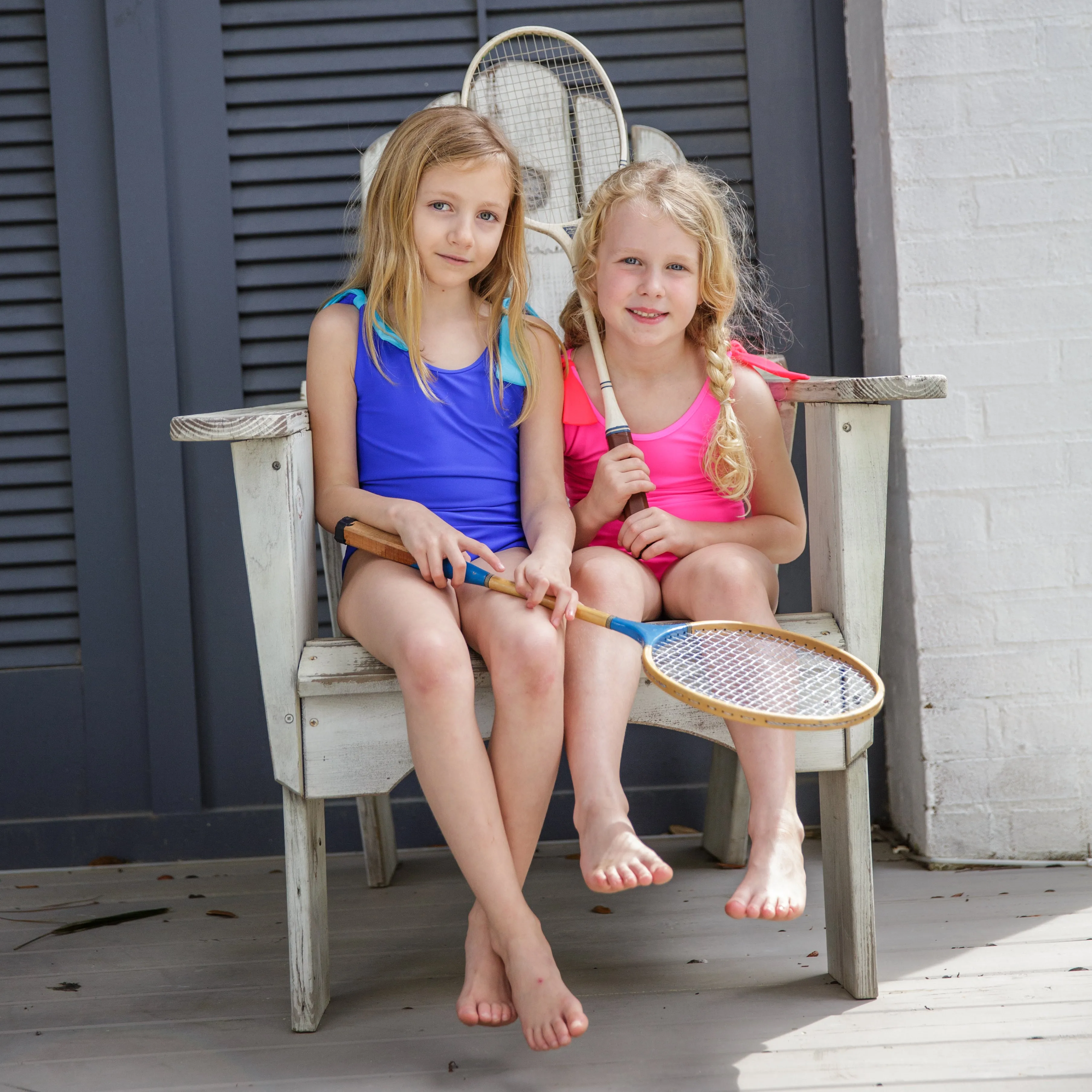 Girl’s Tie-Shoulder One-Piece Swimsuit Palm Beach Pink   Riviera Red
