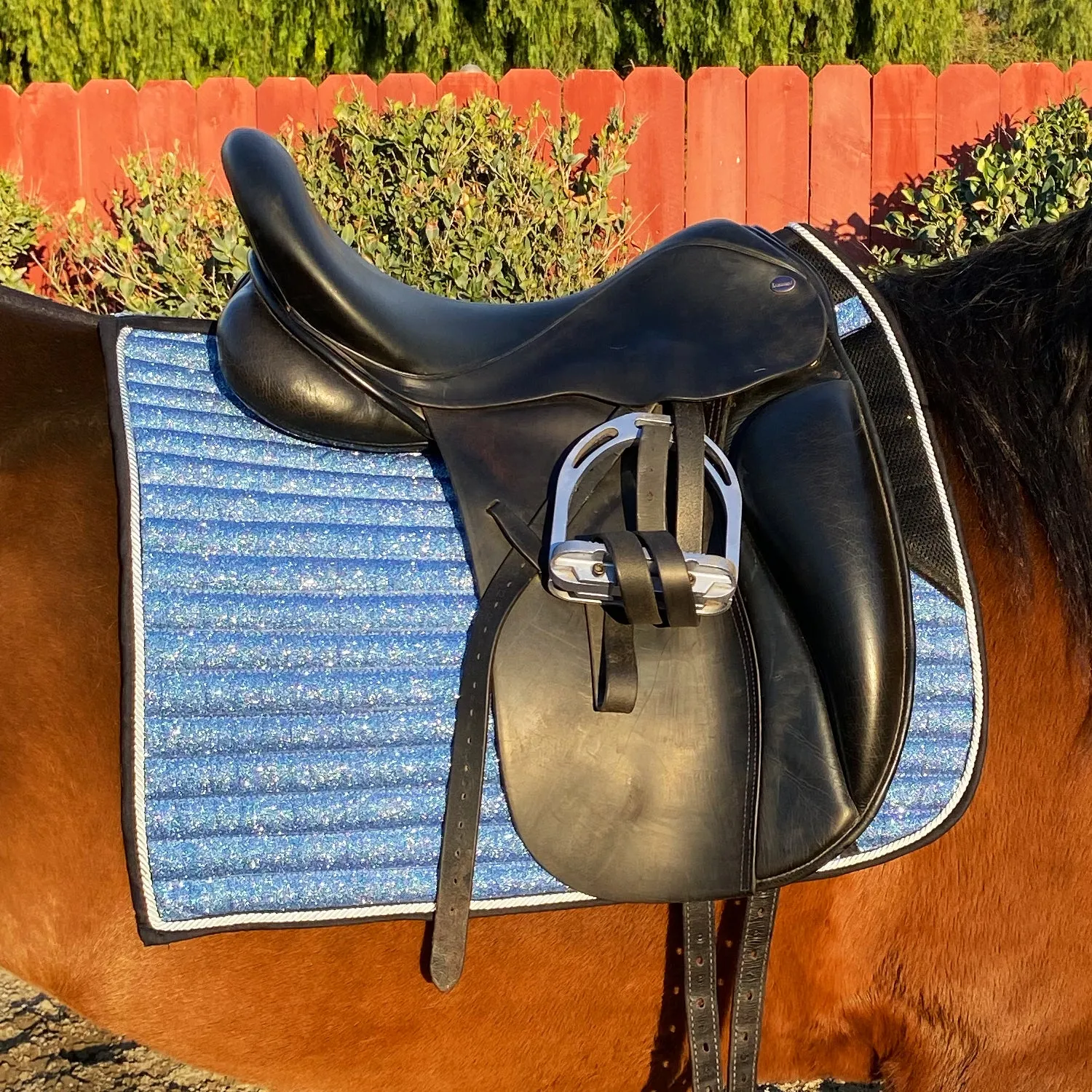 Glitter Mesh Dressage Saddle Pad French Riviera Sky Blue