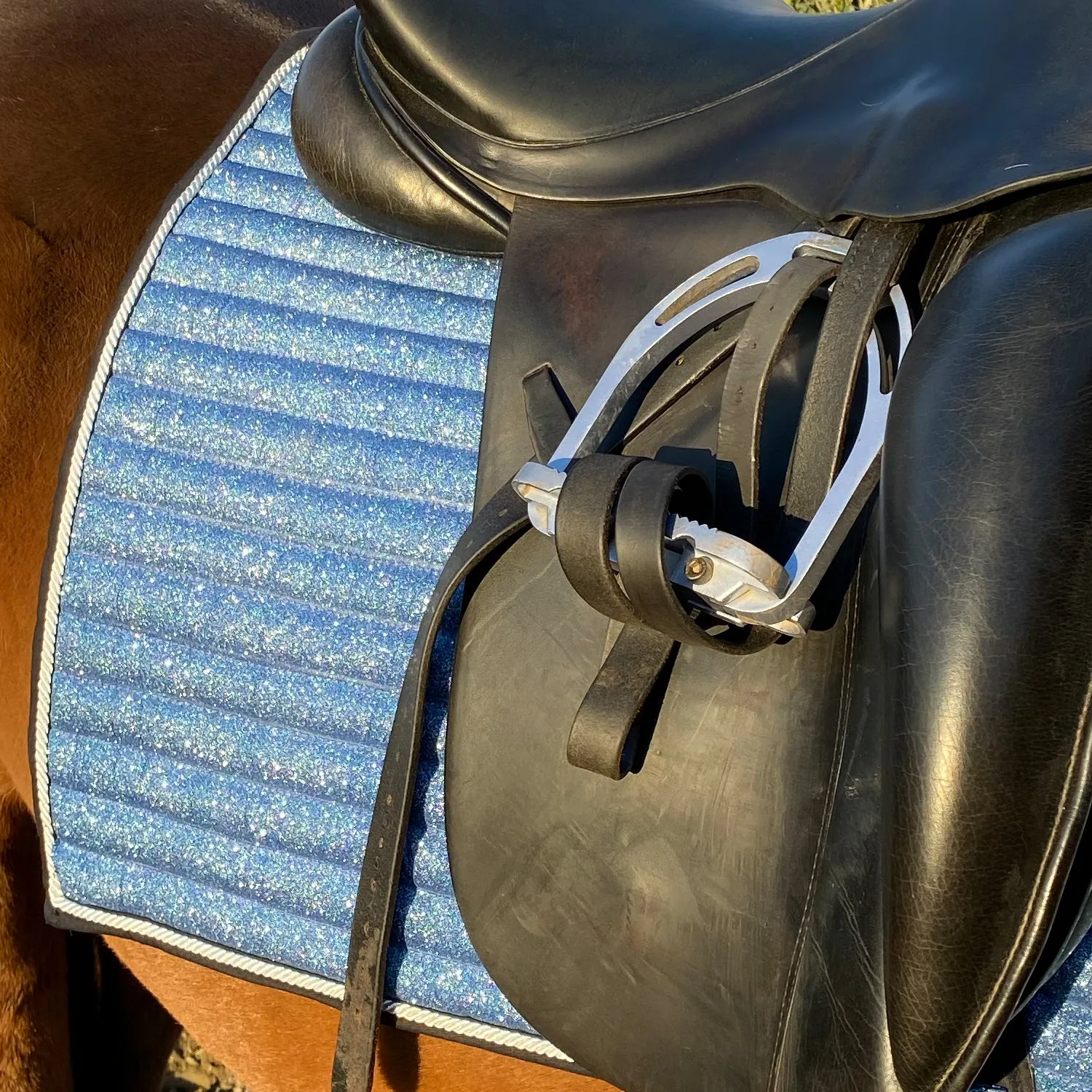 Glitter Mesh Dressage Saddle Pad French Riviera Sky Blue