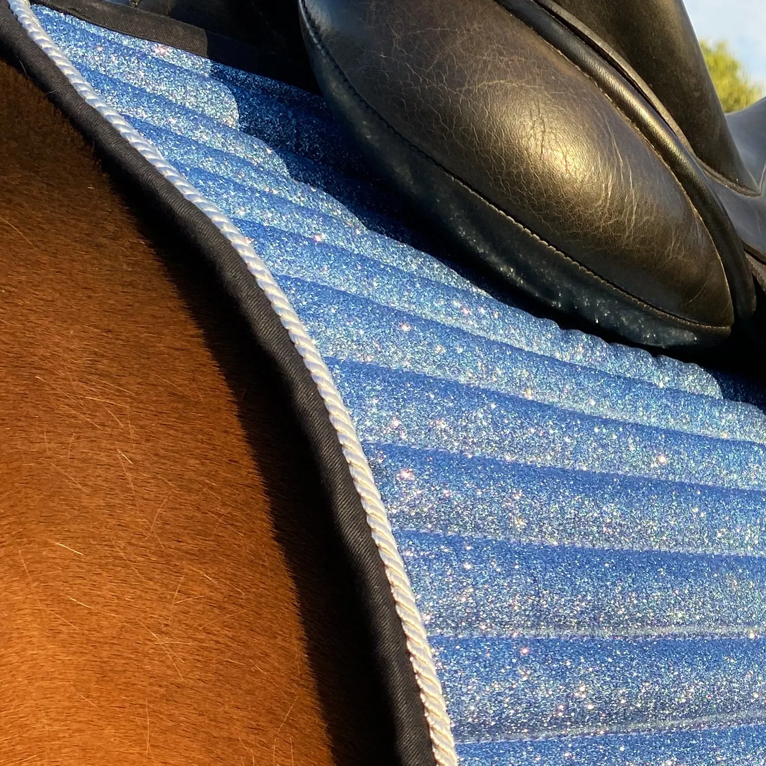 Glitter Mesh Dressage Saddle Pad French Riviera Sky Blue
