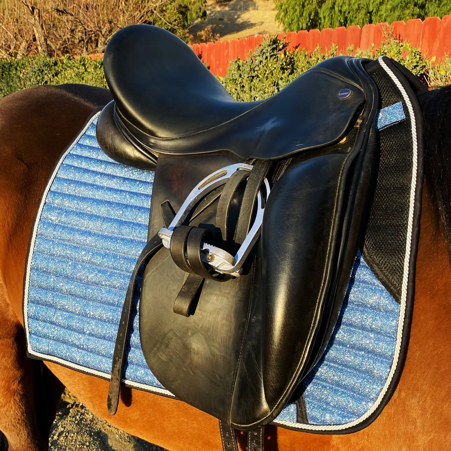 Glitter Mesh Dressage Saddle Pad French Riviera Sky Blue