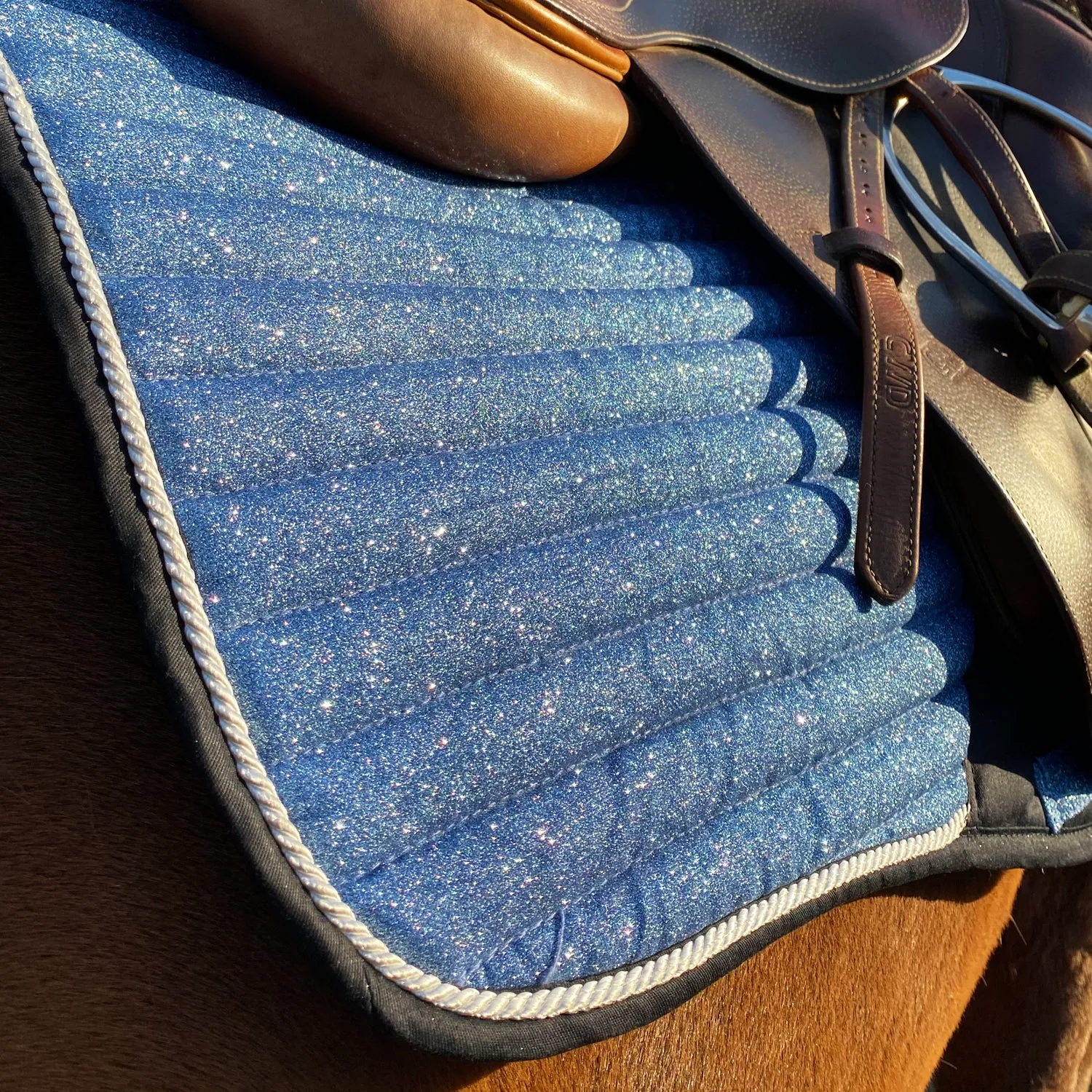 Glitter Mesh Jumping Saddle Pad French Riviera Sky Blue