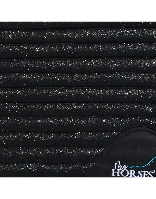 Glitter Mesh Sparkly Dressage Saddle Pad Carbon Black