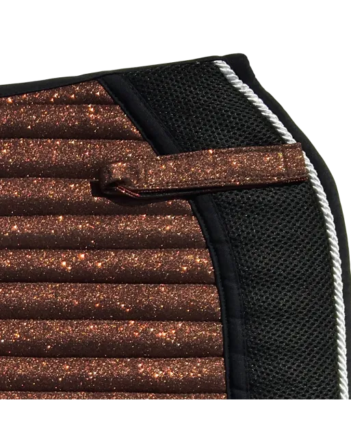 Glitter Mesh Sparkly Jumping Saddle Pad Copper Chocolate Brown