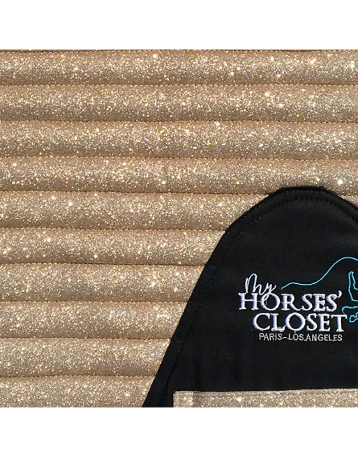 Glitter Mesh Sparkly Jumping Saddle Pad Gold Champagne