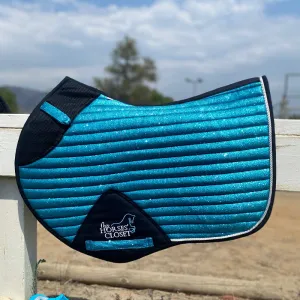 Glitter Mesh Sparkly Jumping Saddle Pad Turquoise