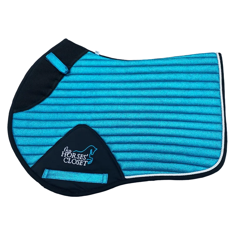 Glitter Mesh Sparkly Jumping Saddle Pad Turquoise