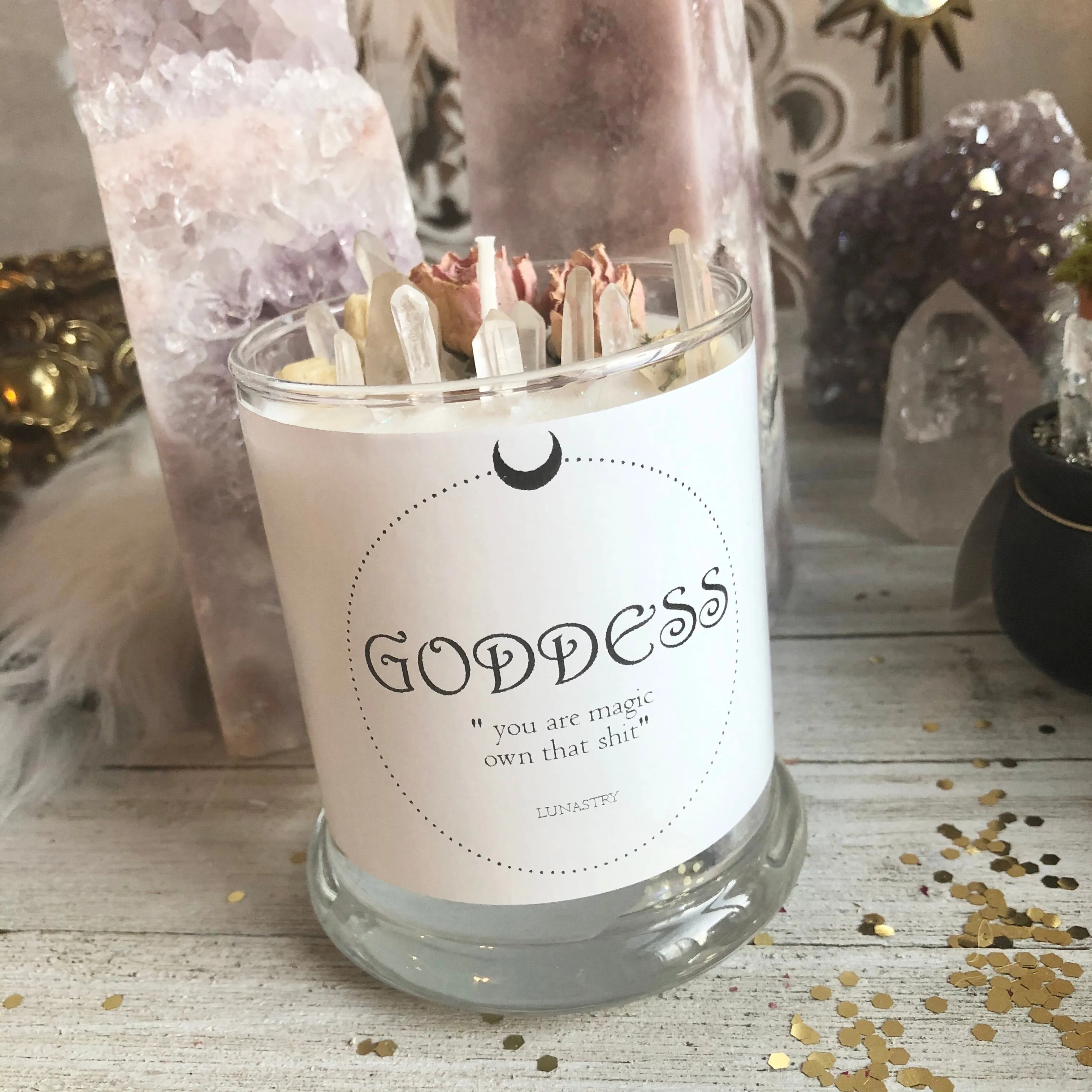 Goddess Crystal Candle