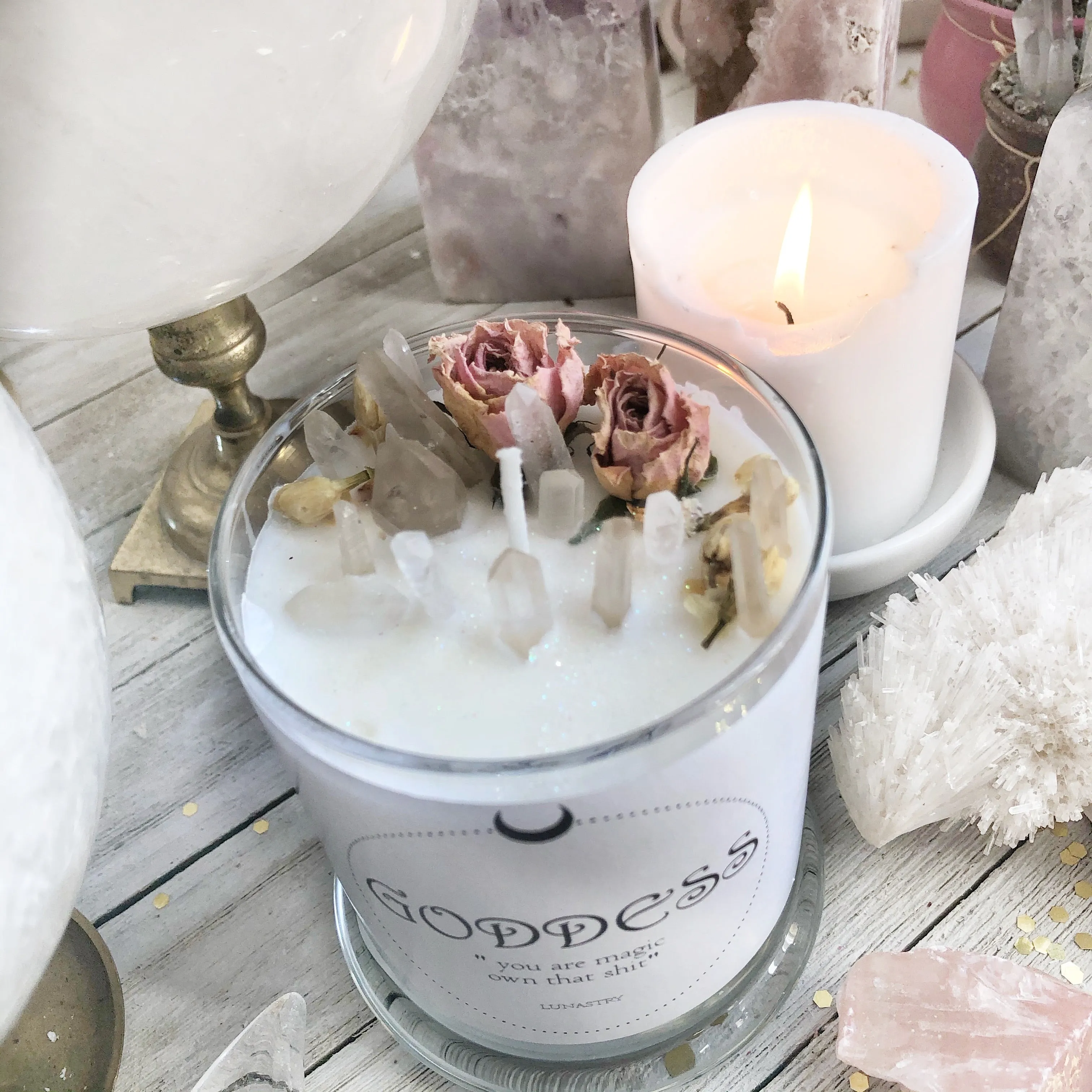 Goddess Crystal Candle