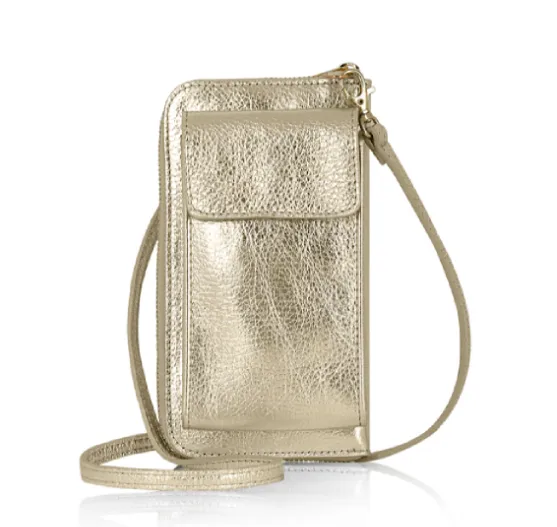 Gold Leather Purse / Phone Crossbody