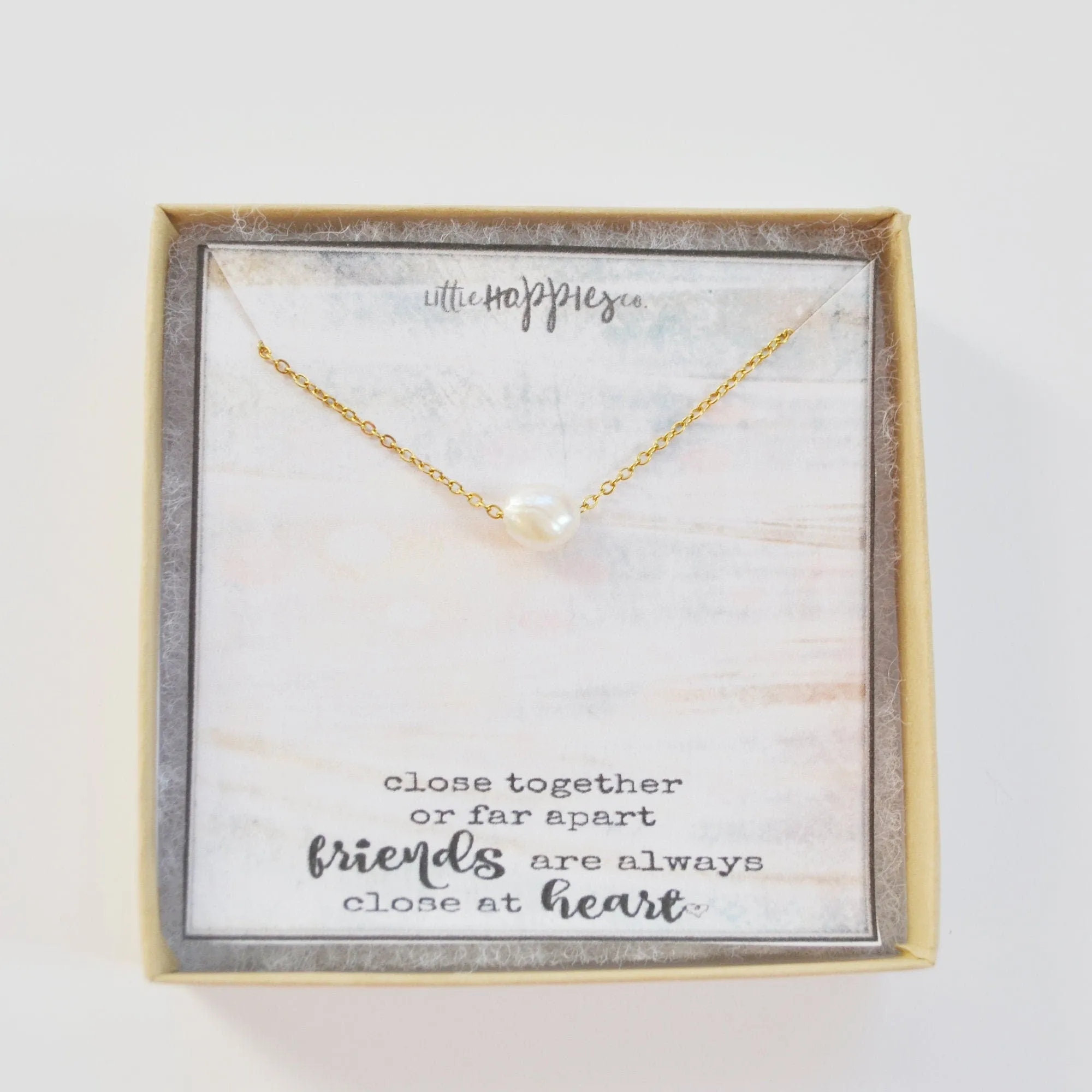 Gold Pearl Necklace, BFF Necklace, Long Distance Friendship Gift, Gift for Best Friend, Long Distance Necklace, BFF Gift, Bestie Jewelry