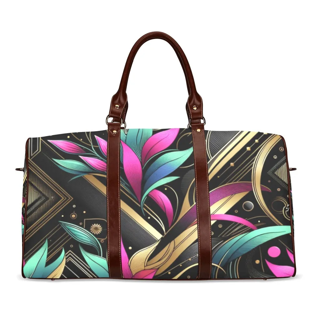 Golden Bloom Luxe Waterproof Duffel Bag – Elegance in Motion