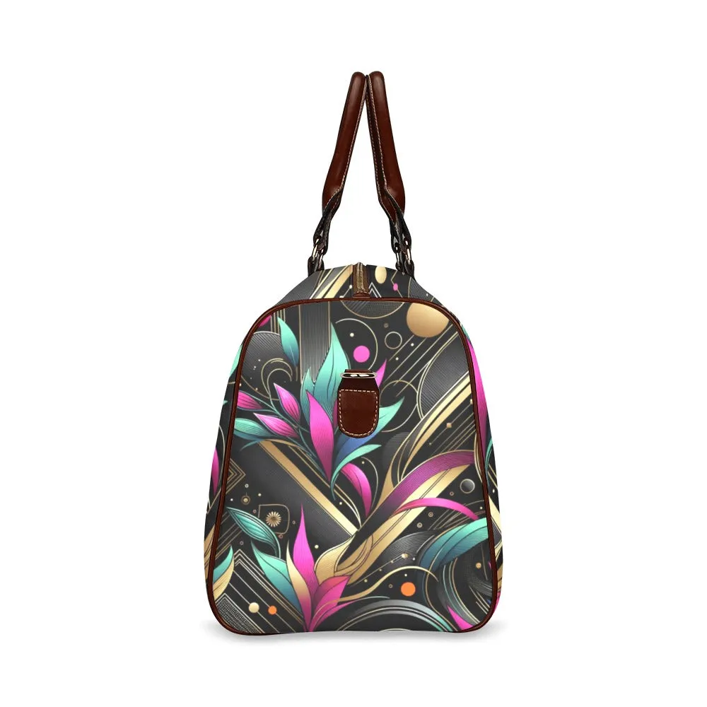 Golden Bloom Luxe Waterproof Duffel Bag – Elegance in Motion