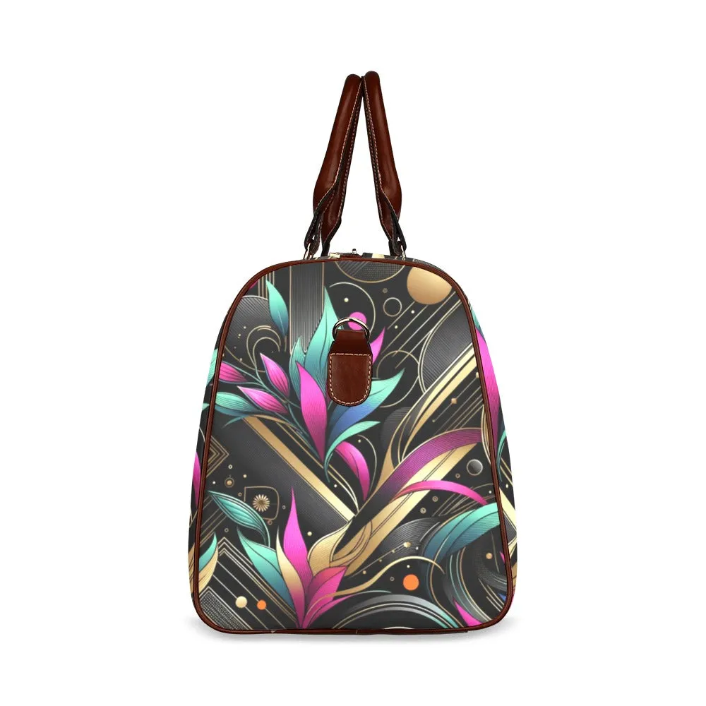 Golden Bloom Luxe Waterproof Duffel Bag – Elegance in Motion