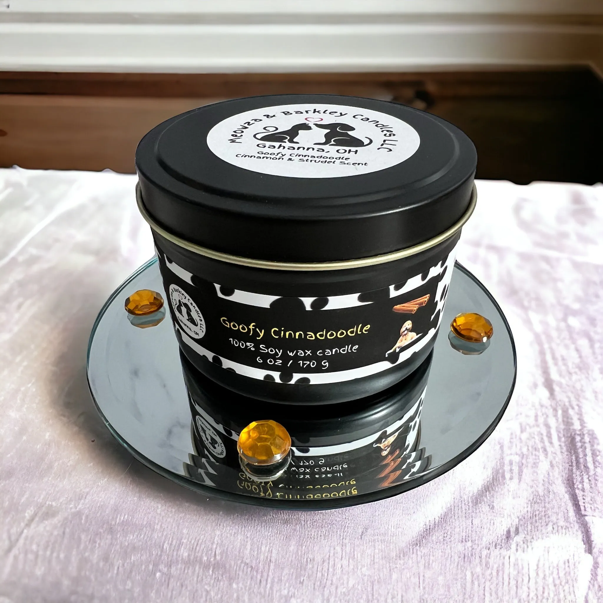 Goofy Cinnadoodle Tin Two Wick Soy Candle - Cinnamon Strudel Scent