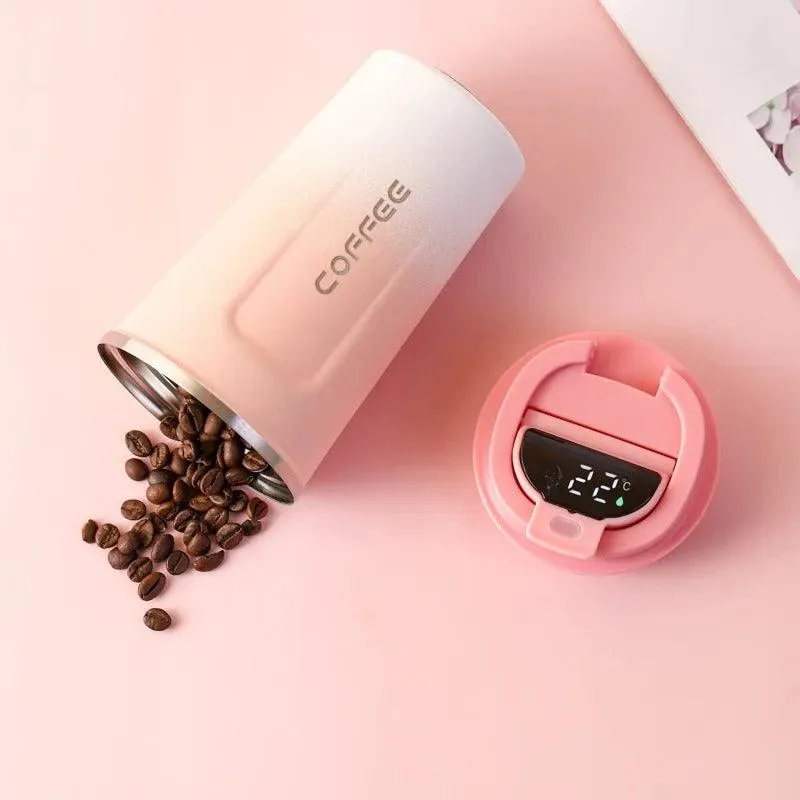 Gradient Stainless Steel Coffee Travel Mug with Temperature Display - 500ml