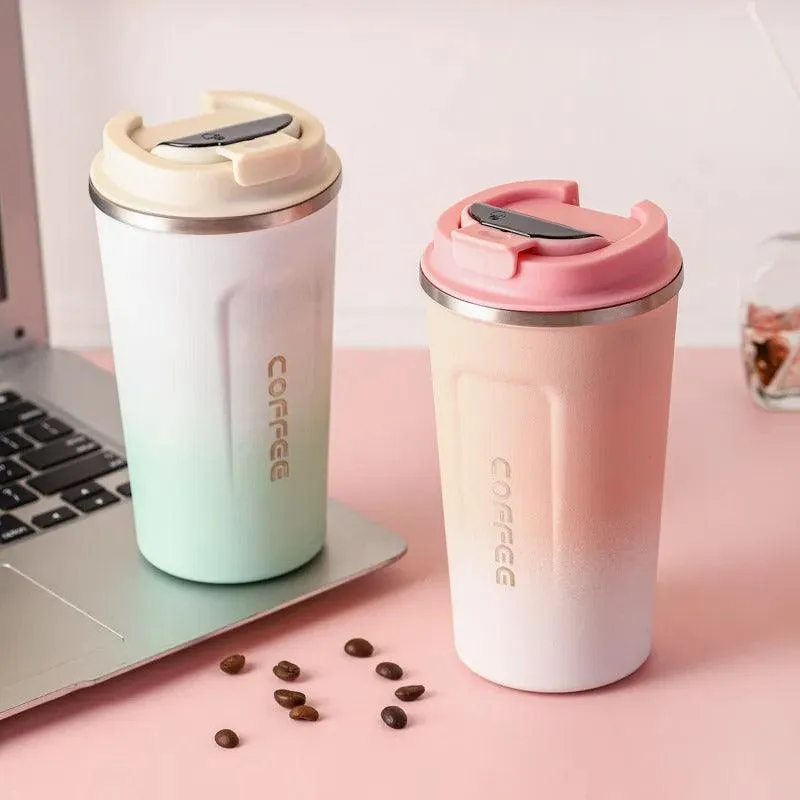 Gradient Stainless Steel Coffee Travel Mug with Temperature Display - 500ml
