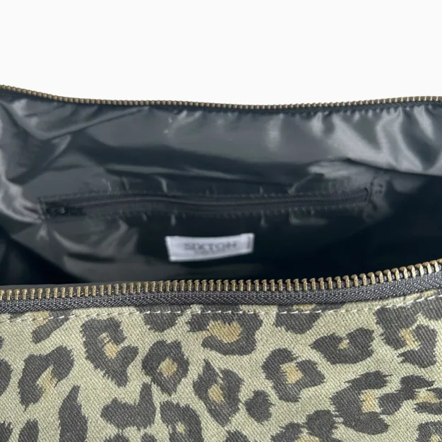 Green Leopard Print Cotton Sling Bag - Regular