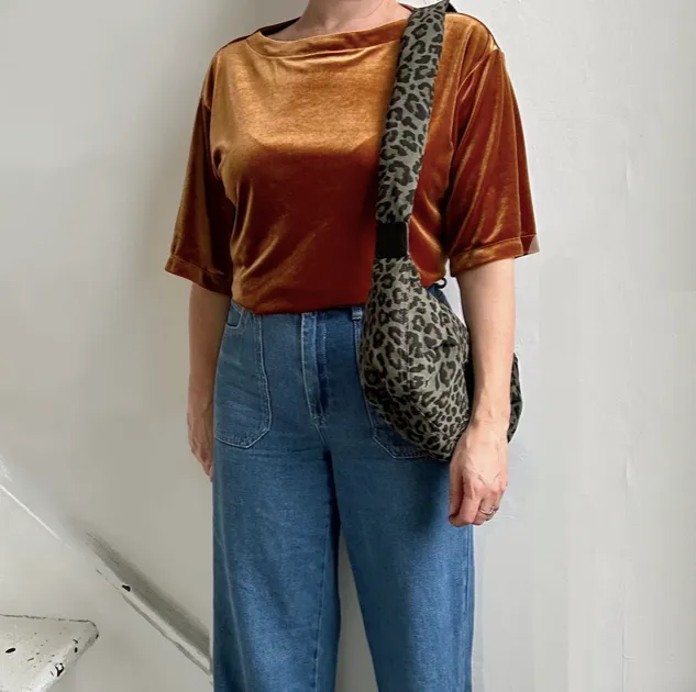Green Leopard Print Cotton Sling Bag - Regular