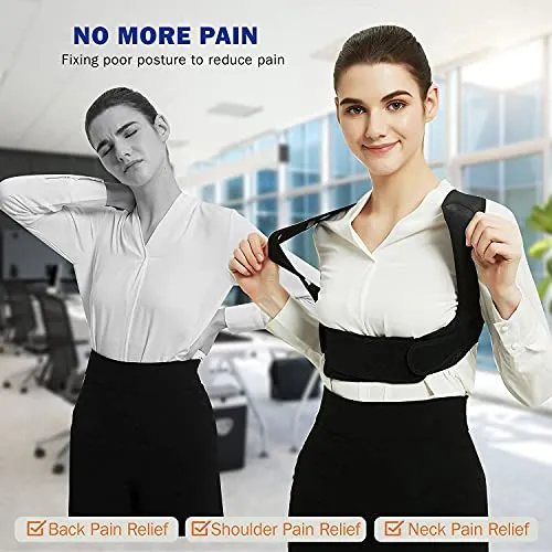 GREETURE Posture Corrector for Women and Men, Adjustable Upper Back Brace, Breathable Back Support straightener, Providing Pain Relief from Neck, Shoulder, and Clavicle, Back Straight Belt (Free Size)