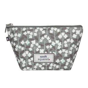 Grey Spring Flower Oil Cloth Make up Bag By Earth Squared