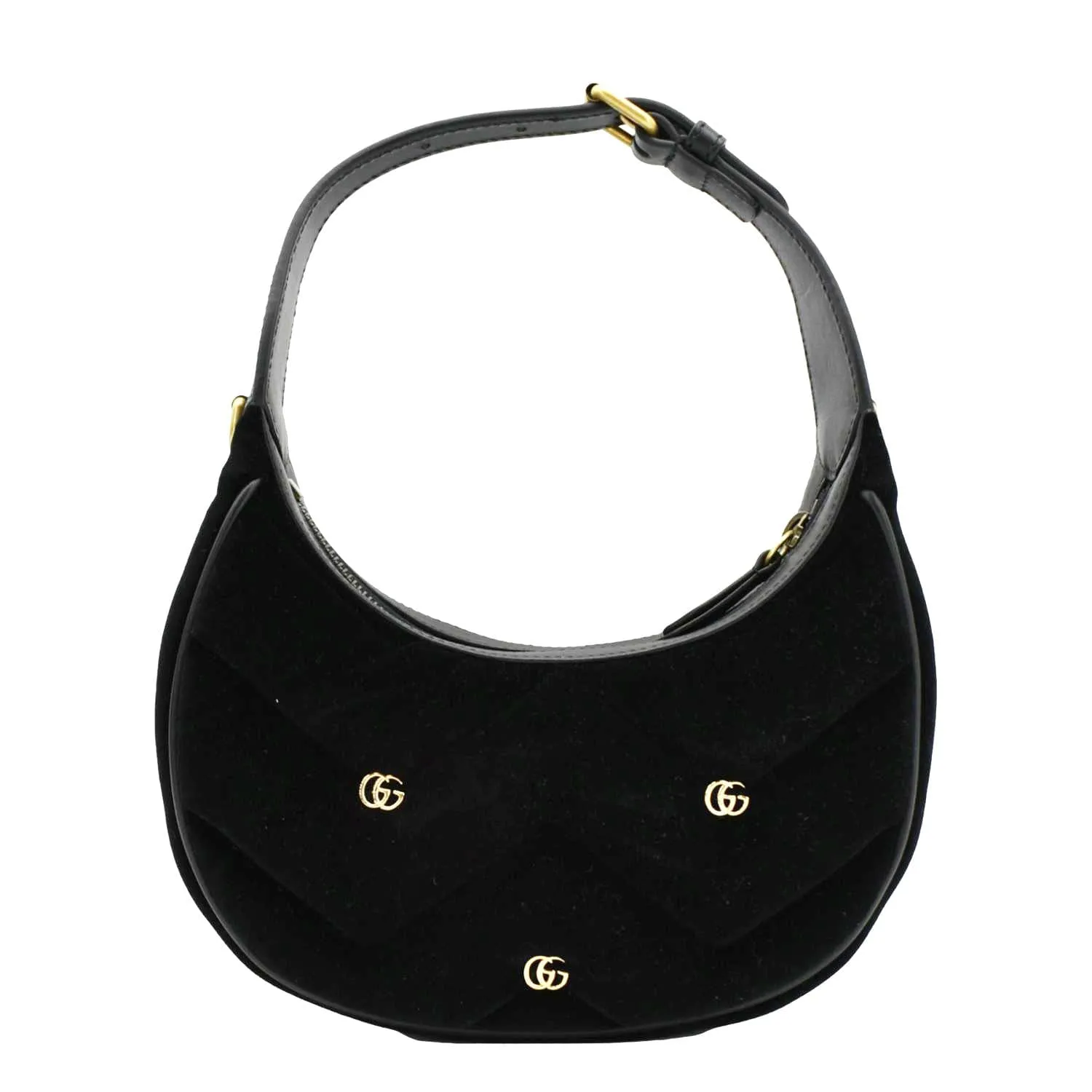 GUCCI GG Marmont Half Moon Mini Leather Shoulder Bag Black 770983