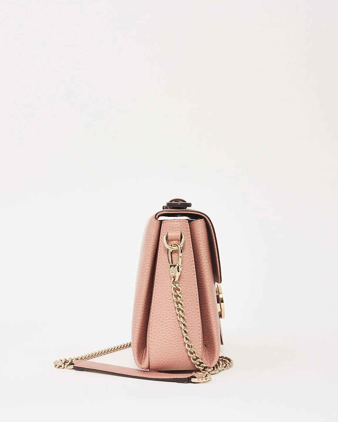 Gucci Pink Pebbled Leather Interlocking Dollar GG Convertible Chain Shoulder Bag