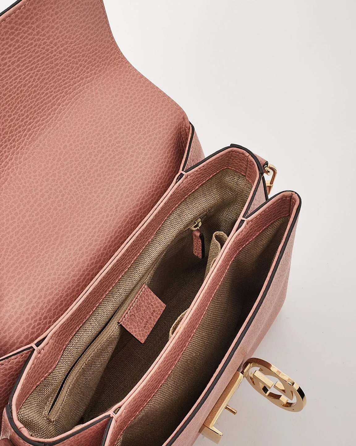 Gucci Pink Pebbled Leather Interlocking Dollar GG Convertible Chain Shoulder Bag
