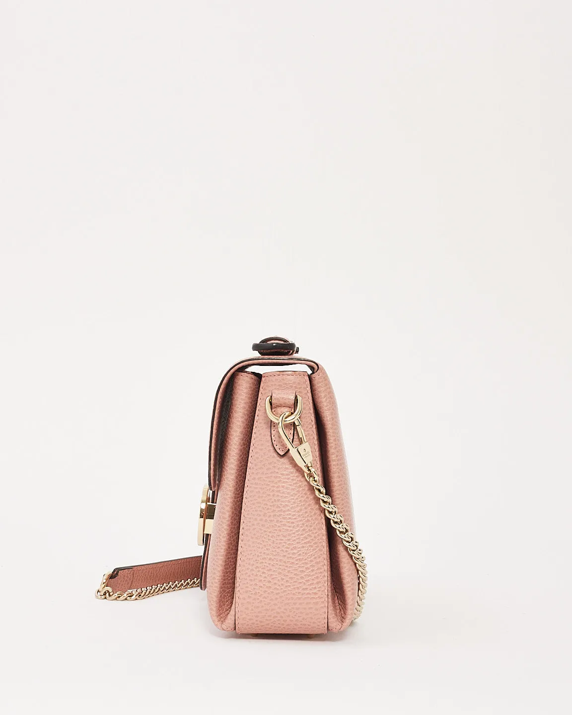 Gucci Pink Pebbled Leather Interlocking Dollar GG Convertible Chain Shoulder Bag
