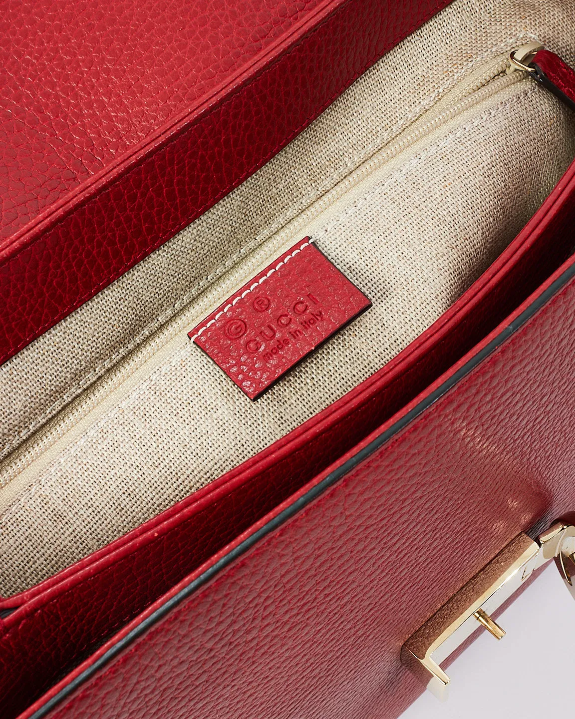 Gucci Red Grained Leather Large Interocking GG Dollar Convertible Tote Bag