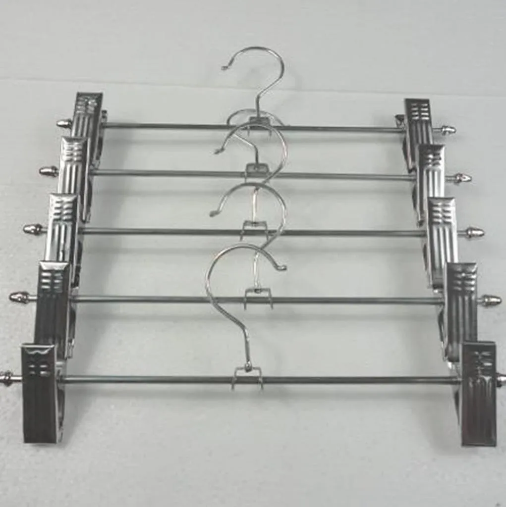 GYMNLJY Pants rack Metal Stainless steel Trousers clip Clothes pin Pants rack Thickened Bold Slacks Hangers£¨pack of 2 group£