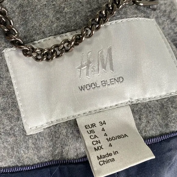 H&amp;M wool blend winter knee length coat  formal office career preppy classic 4