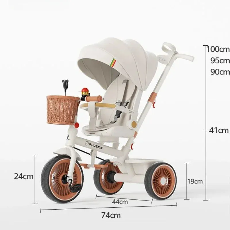 Hand-pushed three-wheeled Lightweight baby stroller