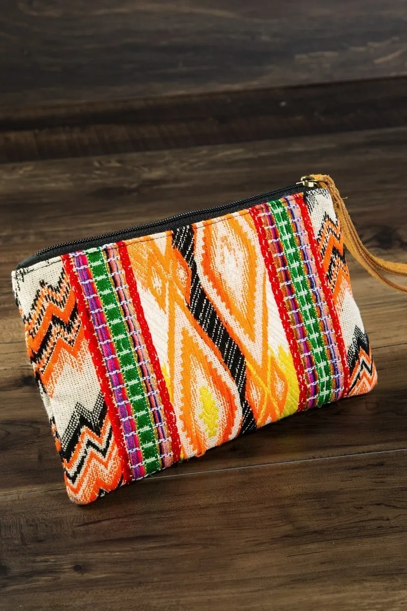 Handmade Ethnic Handbeaded Clutch Orange