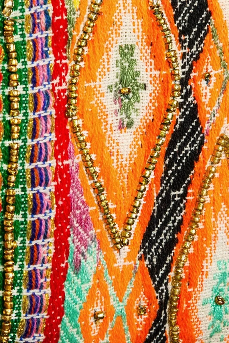 Handmade Ethnic Handbeaded Clutch Orange