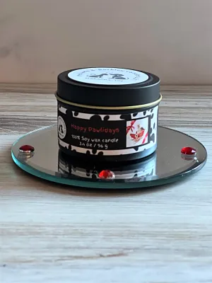Happy Pawlidays - Small Tin Soy Candle - Bayberry, Pine, Clove & Lemon Rind Scent