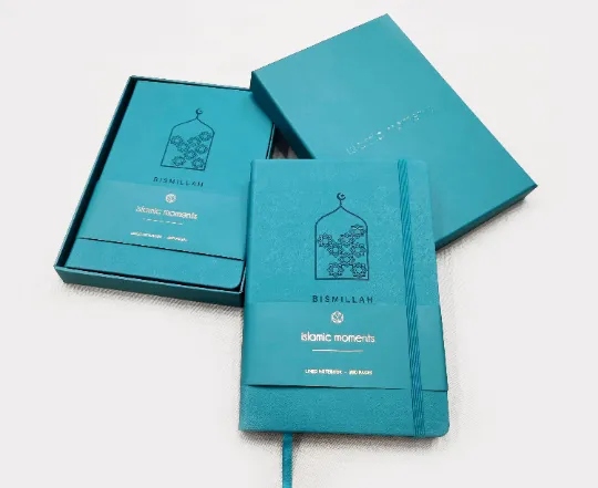 Hardback Luxury 'Bismillah' Journal in Vegan Leather - Gift Boxed - Marine Blue - LL 03