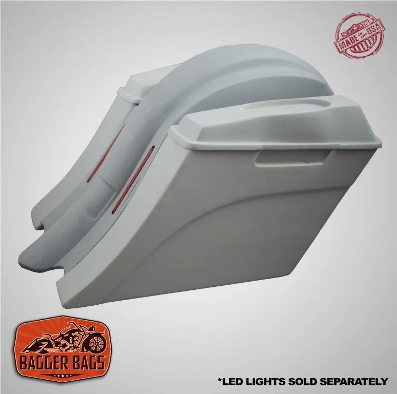 Harley Davidson 6" Heritage Softail Out & Down Extended Saddlebags 6 x 9 Speaker Lids   Fender No Cutouts
