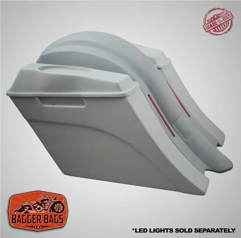 Harley Davidson 6" Heritage Softail Out & Down Extended Saddlebags 6 x 9 Speaker Lids   Fender No Cutouts
