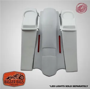 Harley Davidson 6" Heritage Softail Out & Down Extended Saddlebags 6 x 9 Speaker Lids   Fender No Cutouts